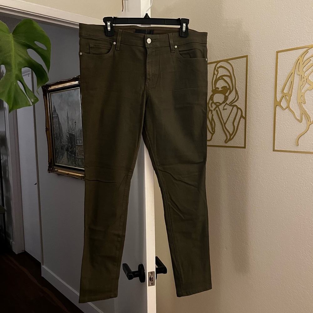 Joe's Jeans Dark Olive Women’s Mid Rise Coated Skinny Jeans